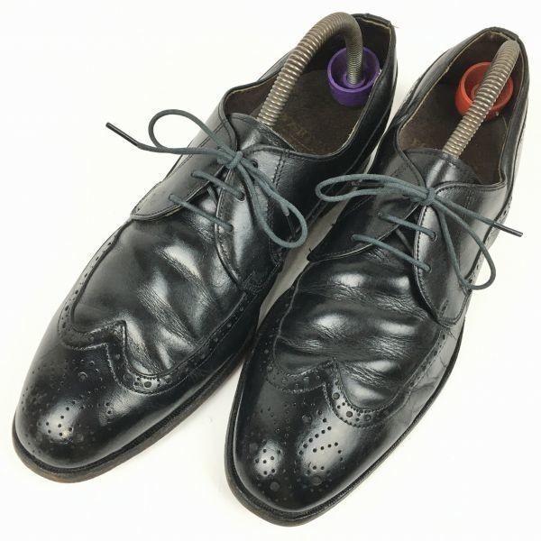 Pre-70s Vintage BOSTONIAN Wingtip Business Shoes Black Size 10D 27.5-28.0 Men's(USED)