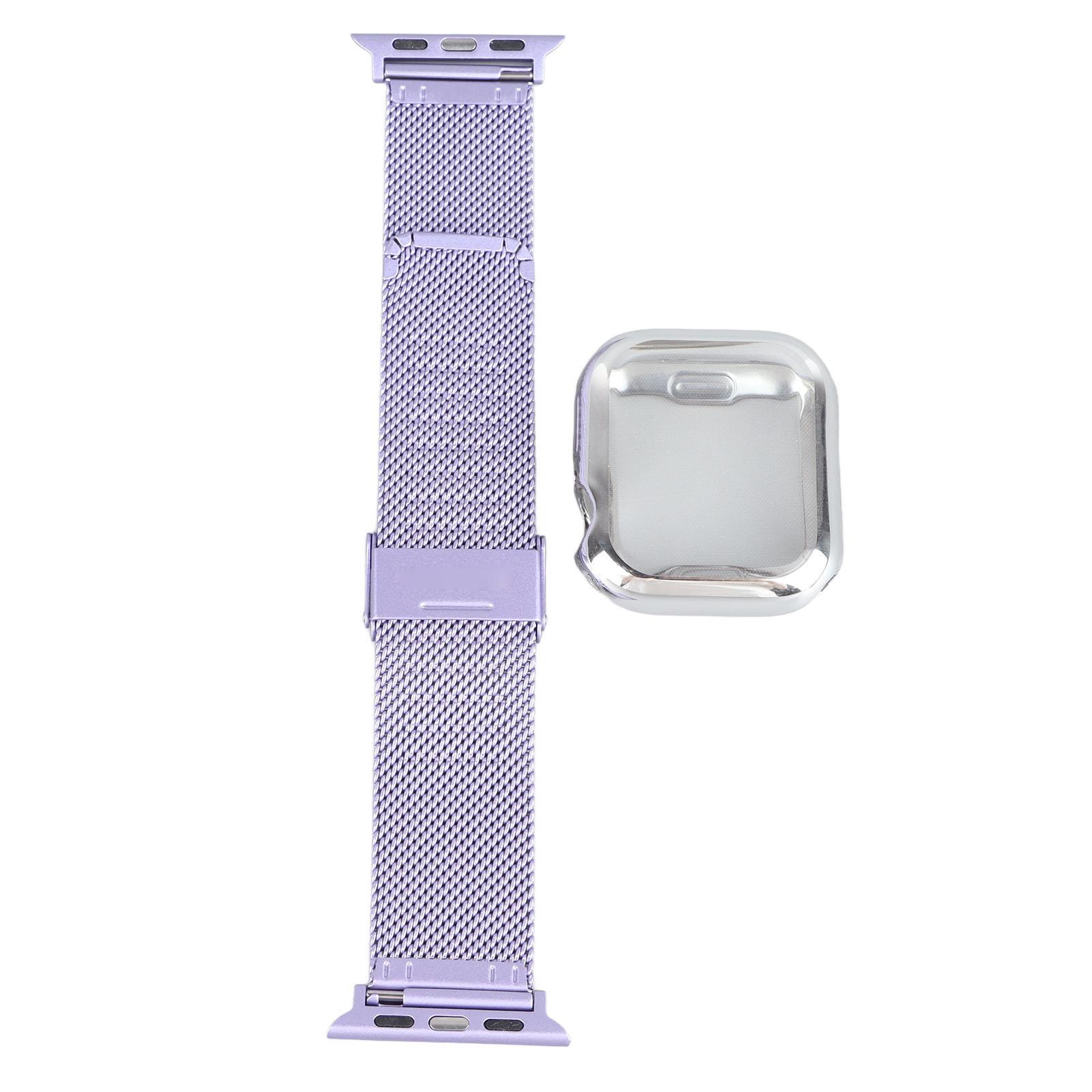 

1.6in Replacement Band Strap Stainless Steel Protection Metal Band Strap for Iwatch Series 4‑6 Light Purple