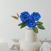 Artificial Rose Flower White PE Foam Fake Simulation Rose with Leaf and Stem