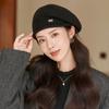 Autumn and winter thick hat female solid color hundred with knitted wool cap thickened warm wool beret knitted velvet hat