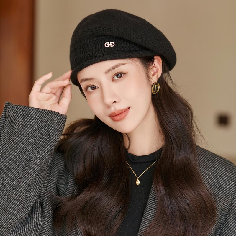 Hats for Women Thick Warm Caps Autumn Winter Fashion Ear Protectors Knitted Wool Hats Octagonal Berets