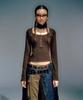 Beikeonteuakaibeu Jane Stud Bolero Knit Top Brown