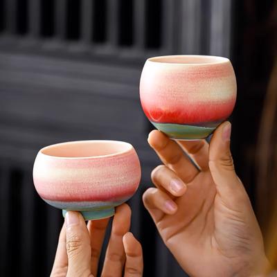 Ceramic Tasting Tea Cup Large Kung Fu Tea Cup Kiln Change Master Cup Retro Ink Wind Drinking Tea Personal Cups