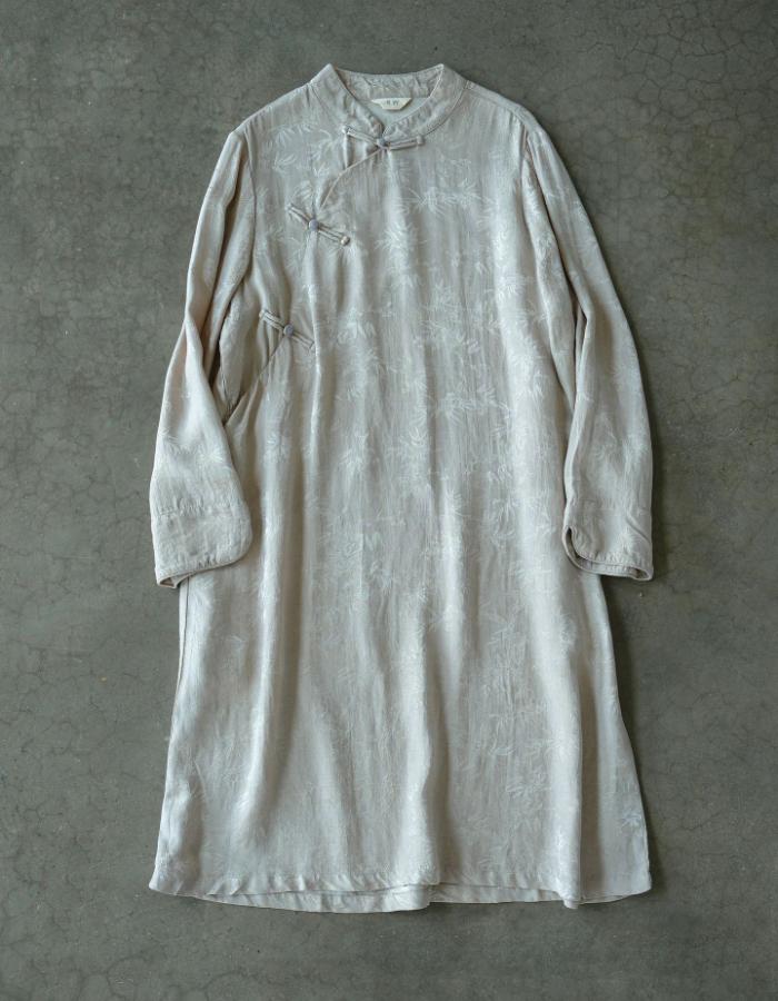 Johnature Women Vintage Stand Long Sleeve Dresses Chinese Style Button Jacquard A-Line Summer High Quality Dress