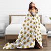 Bee in honeycomb and flowers Flannel Blankets  Soft Throw Blanket for Bedroom Camping Street Trend Bedspread Sofa Bed Cover