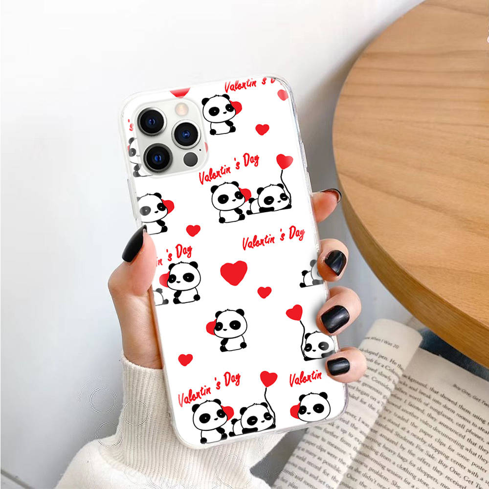 Panda Cartoon TPU Hülle für iPhone XR 7 8 14 15 11 12 13 X XS Pro Max Xiaomi Redmi 13C Hinweis 9 Samsung A22 S23 S24 Ultra Plus VIVO