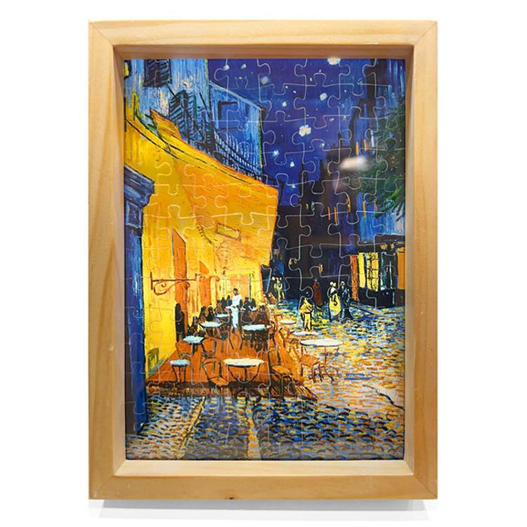 100-piece jigsaw puzzle - Cafe terrace at night (mini. crystal. picture frame), popular Korean puzzle