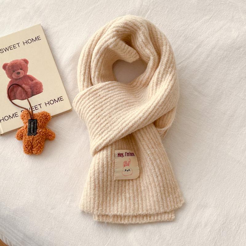 Money Rabbit Boundless, Wool-containing New Scarf Women's Autumn and Winter Korean Version Versatile Cute Girl Student Neck Scarf
