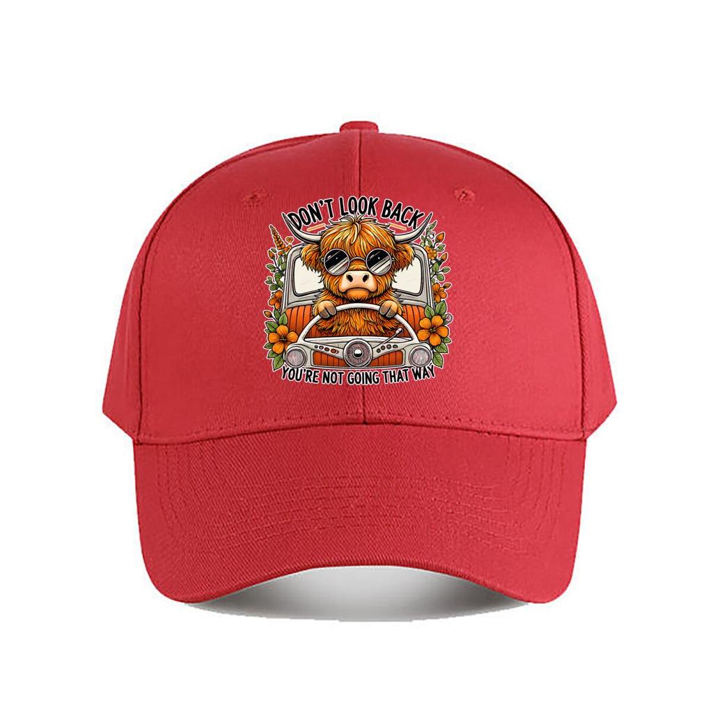 Funny Highland Cow Vintage Graphic Baseball Cap Fashion Unisex Sunhat Womens Outdoor Sports