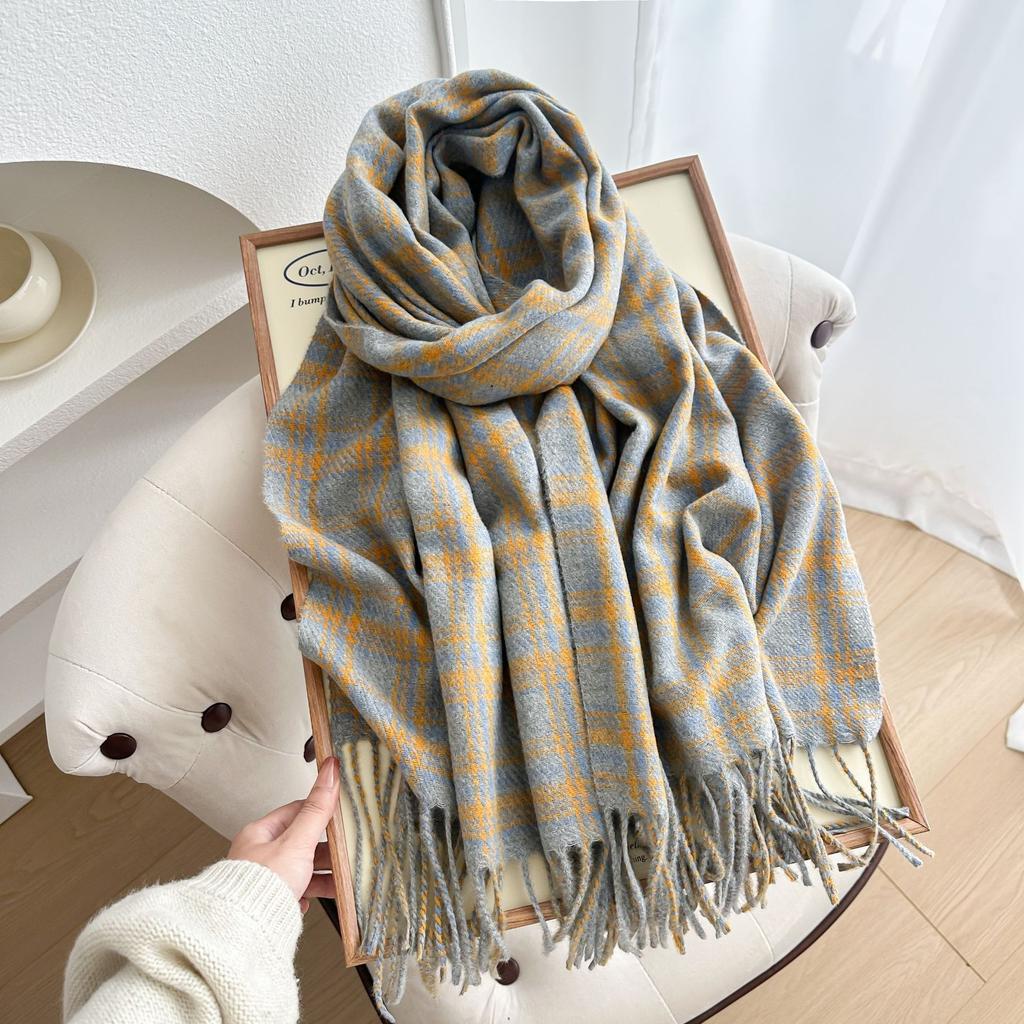 Autumn Winter Women Knitted Scarf Lady Men Sweet Preppy Casual Plaid Tassel Scarve Wrap Shawl Femme Male Unisex Fashion New