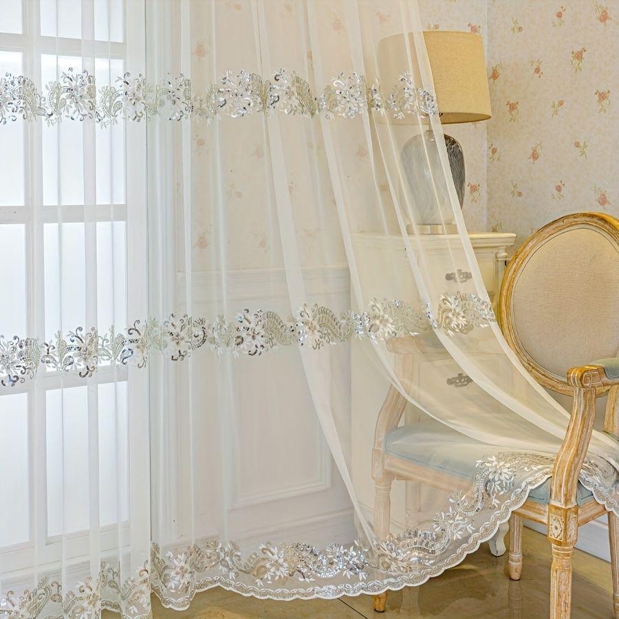 

Европейский стиль Цветочные вышитые прозрачные шторы для гостиной Роскошные прозрачные вуалевые панели Люверсы сверху для спальни Роскошные шторные панели 300*270CM
