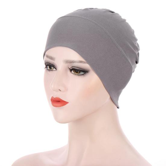 Women Solid Color Elastic Bandanna Turban Cap Head Scarf Cover Hat Headdress
