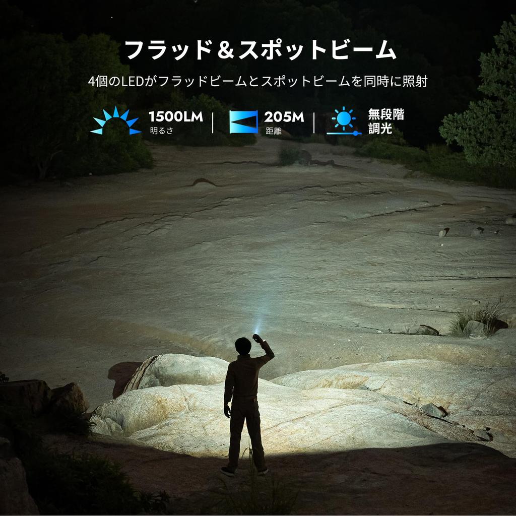 WUBEN X4 Flashlight: Powerful 1500 Lumen Flashlight, Compact Palm-Sized LED Flashlight with RGB Light, IP65 Waterproof, EDC, Portable Magnetic Tactica