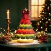 DIY Craft Art Ornament Lighted Christmas Tree Tabletop Decor, Resin LED Artificial Xmas Exquisite Holiday Party with Warm Glow, USB Powered