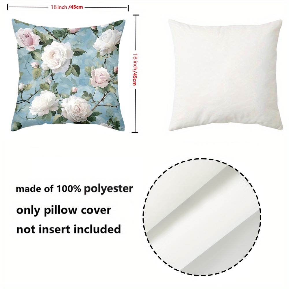 1 pieces -2D flat printing Blue Floral Rose Patterned Decorative Throw Pillows Polyester pillowcase, sofa decorative cushion cov