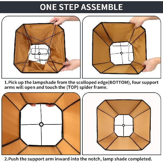 Square Cut Corner Lamp Shade, Medium Bell Lampshade 8" Top x 14" Bottom x 11" High, Black Replacement Lamp Shade for Table Lamps and Floor Lamps,