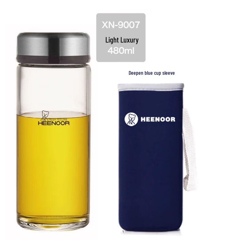 Heenoor Portable Borosilicate Glass Cup with Lid