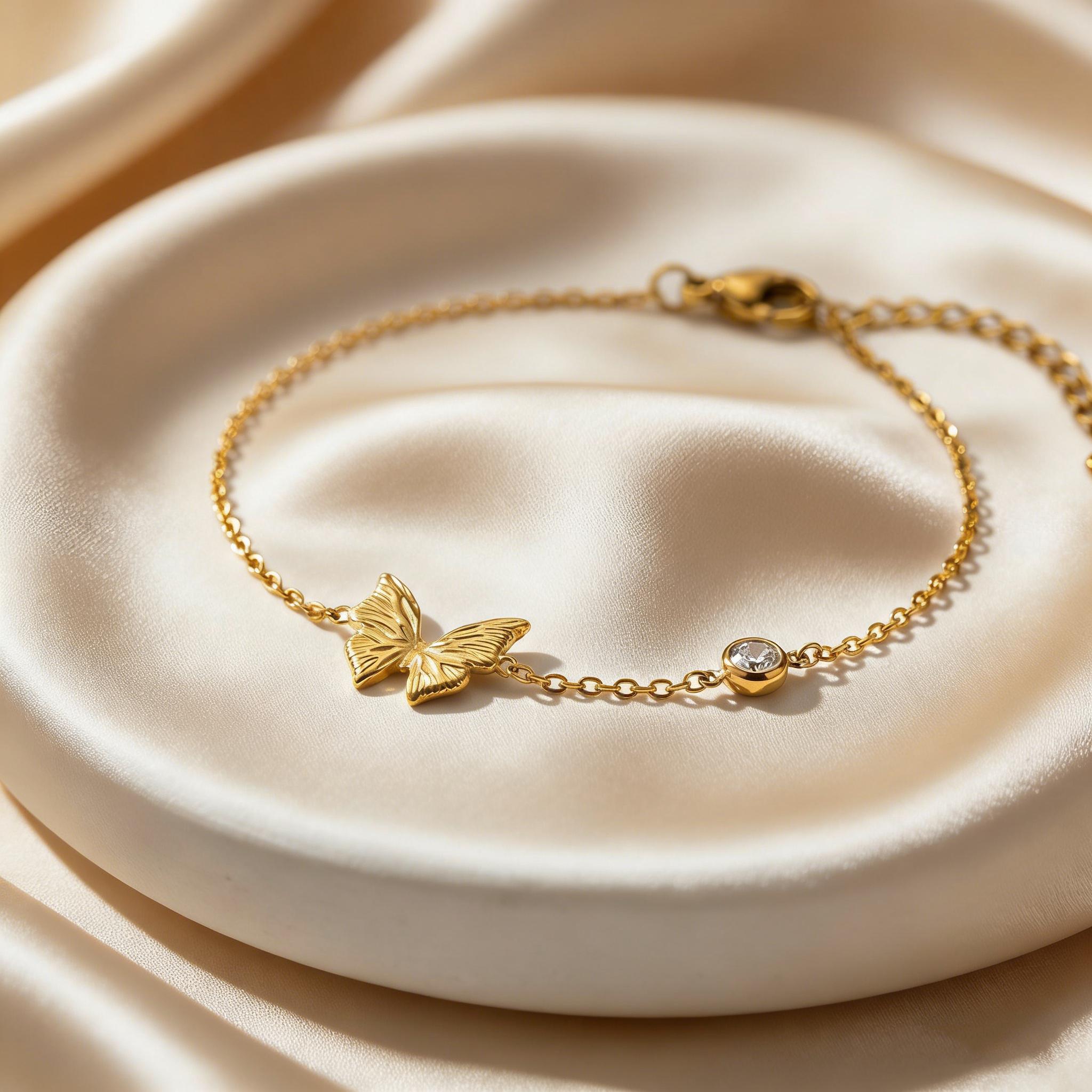 

Women s Delicate Butterfly Pendant Necklace Bracelet Stainless Steel Adjustable Chain Necklace Fashion Waterproof Jewelry Set