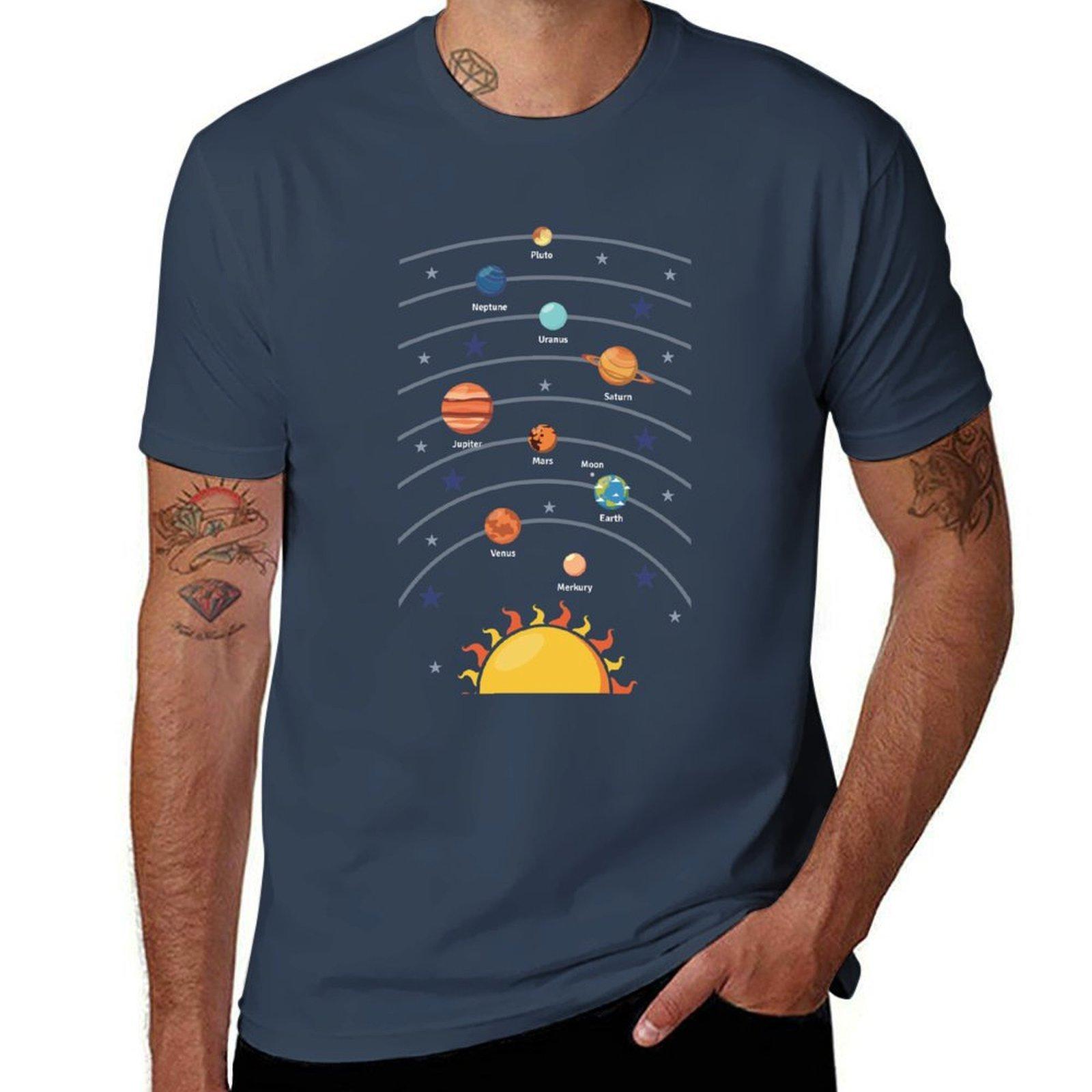 Solar System with the Planets TShirt Simple Graphic Design TShirt S