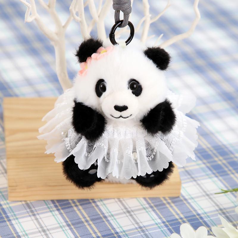 Adorable Plush Panda Keychain With Cute Skirt Features Soft Pp Cotton Filling