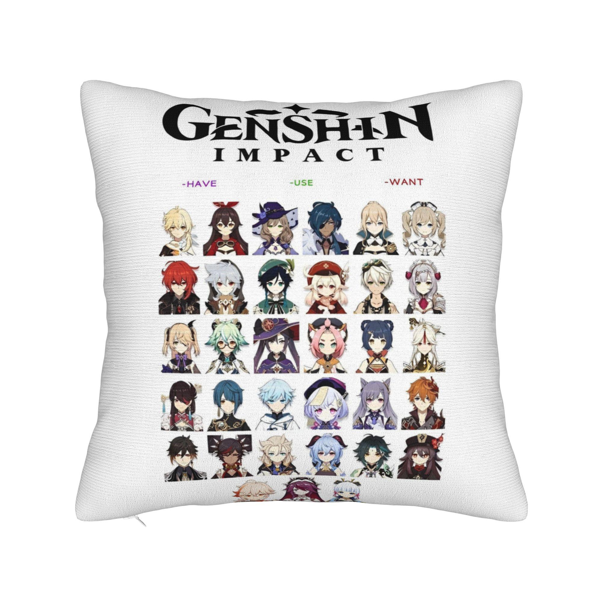 

Print Genshin Impact Characters Collection Pillowcase Cushion Cover Decor Video Games Cartoon Throw Pillow Case Cover Zippered 30cm x 30cm