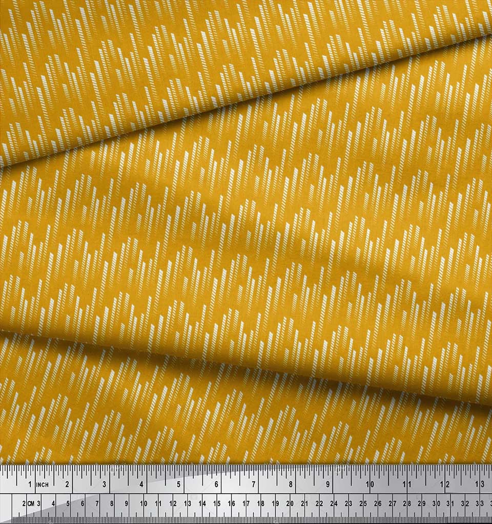 Soimoi Japan Crepe Satin Fabric Diagonal Line Small Print Fabric by Metre 42 Inch