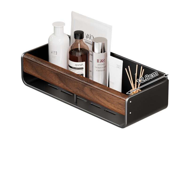 Yimao Walnut Wood Bathroom Storage Shelf with Rod