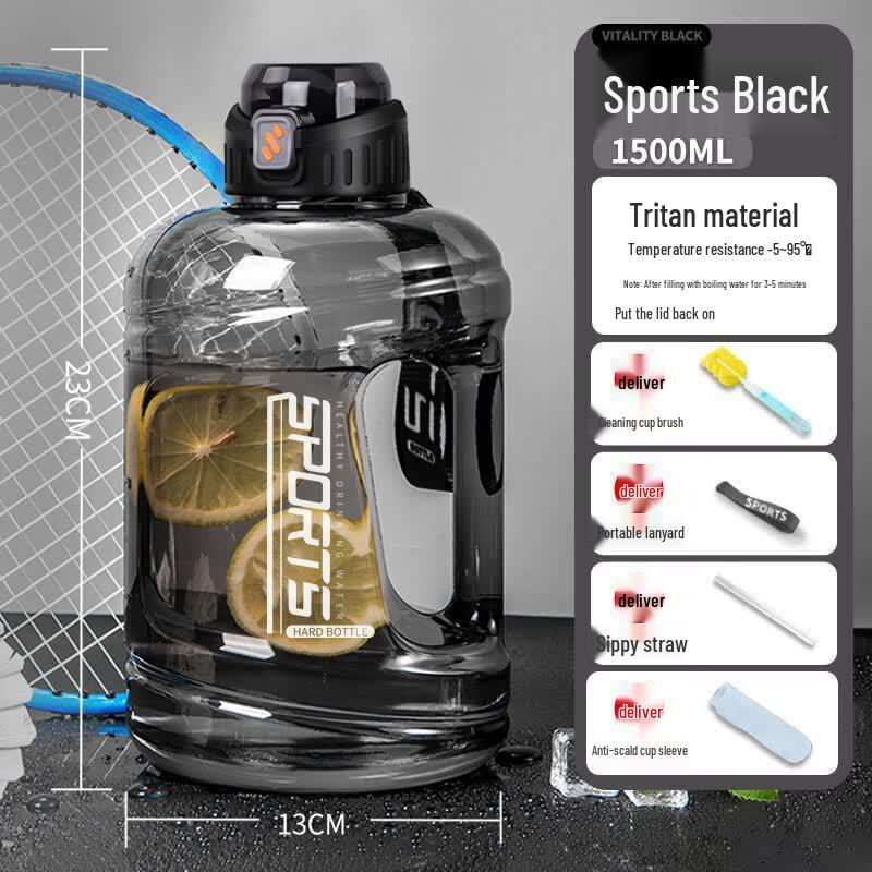 Large Capacity Outdoor Sports Water Bottle with Straw