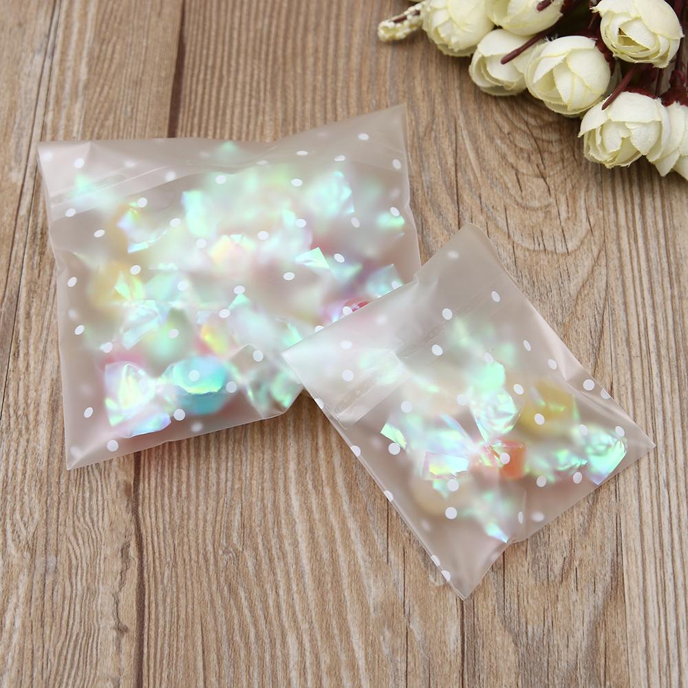 

100 PCS Candy Baking Cookie Seal OPP White Dots Самоклеючий пластиковий пакет для упаковки B