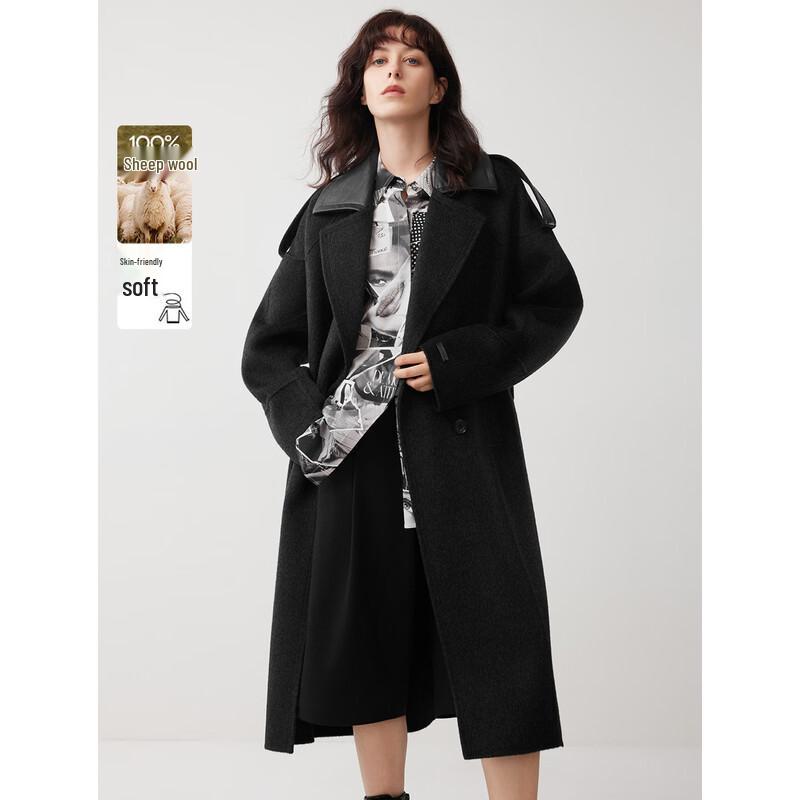 ELLE 100% Wool Double-Faced Coat M