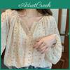 Floral Gentle Longsleeved Elegant Shirt Womens Spring Summer French Sweet Top