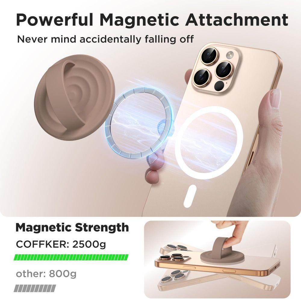 Universal Silicone Magnetic Phone Grip 360° Rotation Solid Color Finger Loop Grip Portable Soft Phone Ring Holder For MagSafe