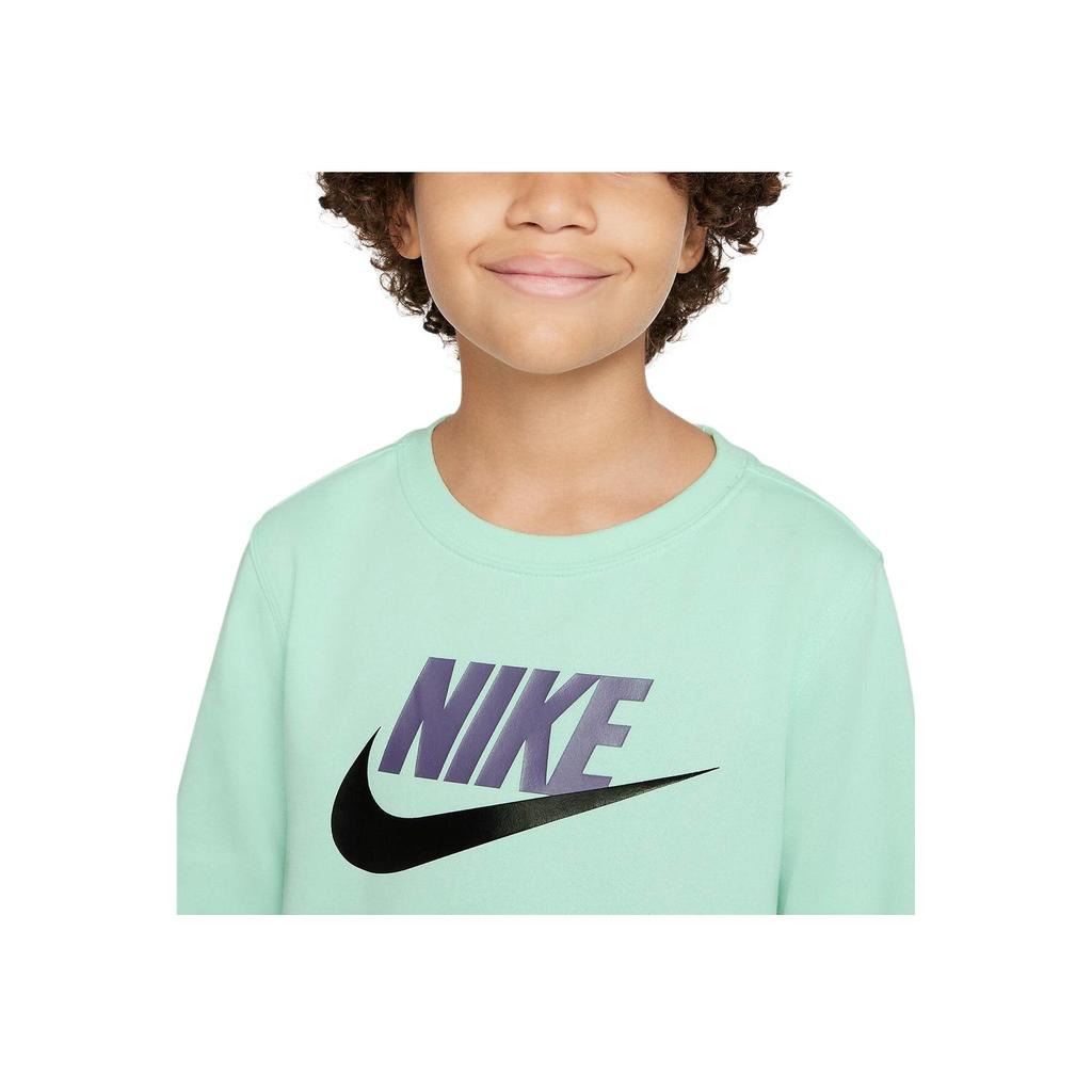 Nike Kids Alphabet Logo Crew Neck Casual Sport Pullover Sweatshirt Unisex Tops Light-Green CV9297-379