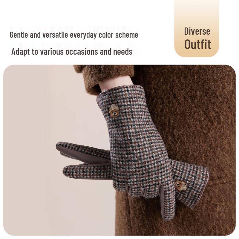 JIUMU Gants d'hiver chauds en agneau pour femmes