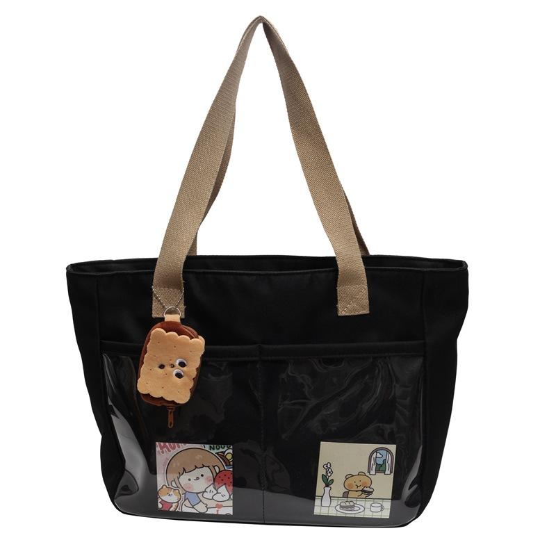 

Женская сумка-тоут большой емкости, однотонная сумка через плечо чёрный