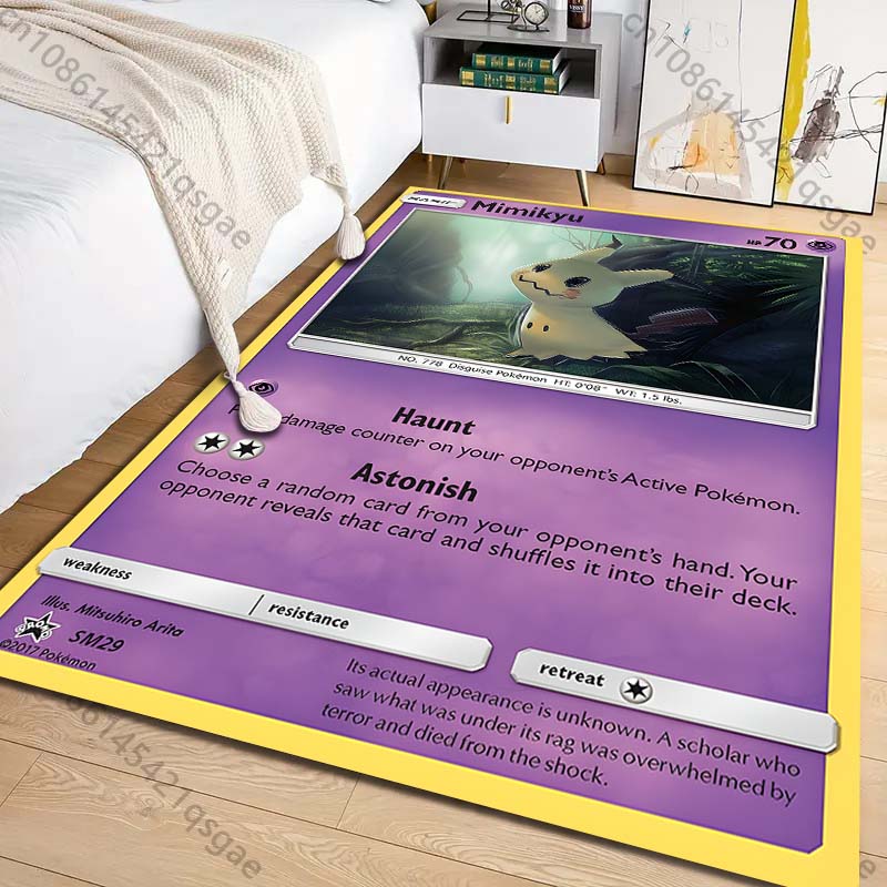 Naujas Produktas Pokémon Mimikyu Kortų Spausdintas Kilimas Svetainei Miegamajam Namų Dekoras Plotinis Kilimas Sofai Prieškambariui Žaidimų Kilimėlis