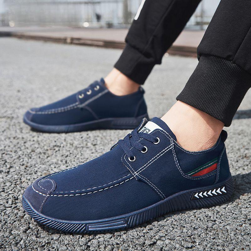 Alte Pekinger Stoffschuhe Frühling und Sommer Atmungsaktiv Geruchshemmend Canvas-Schuhe Weiche Sohle Abriebfest Freizeitschuhe Papa Herrenschuhe