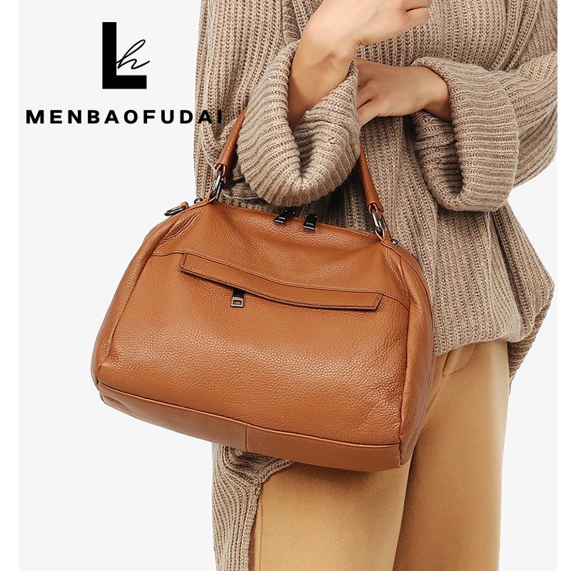 European & American Style Large Capacity Women's Soft Cowhide Handbag - Autumn/Winter Simple Fashion Shoulder Bag