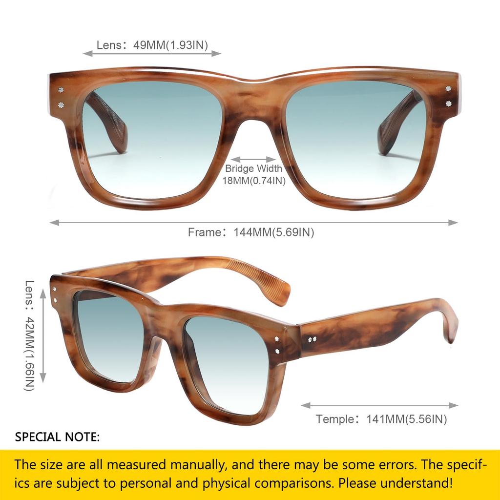 SHEEN KELLY Retro Thick Square Sunglasses for Men and Women Trendy Rectangular Tortoiseshell Frame with Black 70s and 80s Style Eyewear Shades,