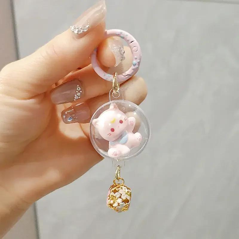 1/5pcs Fashion Cartoon Small Cat Cute Keychain Phone Chain Resin Keyring Bag Pendant Couple Key Chains Gifts Women for Jewelry