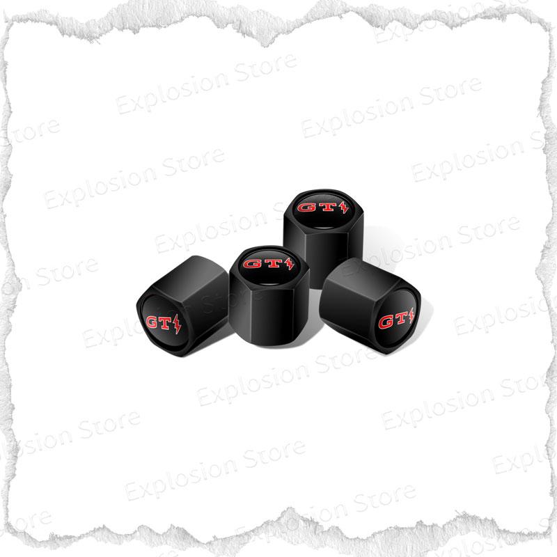 ASN1 4Pcs Car Wheel Tire Valve Stem Caps Tyre Air Cover Lightning Symbol GTI Emblem For Jetta Bora Golf 5 6 7 Polo MK3 MK5 MK6
