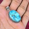 Colgante de piedra preciosa turquesa de cobre azul hecho a mano, colgante de plata de ley maciza 925, joyería antigua, para regalo de compromiso