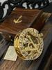 Nautical Compass - Brass Sundial Compass with Wooden Box - Christmas Gift -