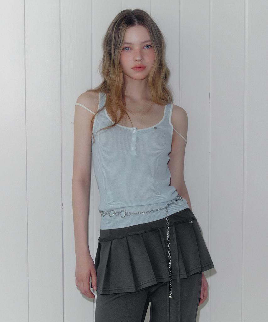 Teuwi Tuden Double Strap Button Knit Sleeveless