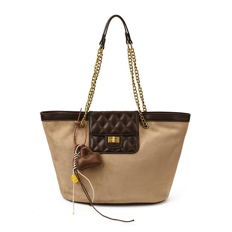 2025 Women's Fashion Textured Large-Capacity Frosted Chain Shoulder & Crossbody Tote Bag