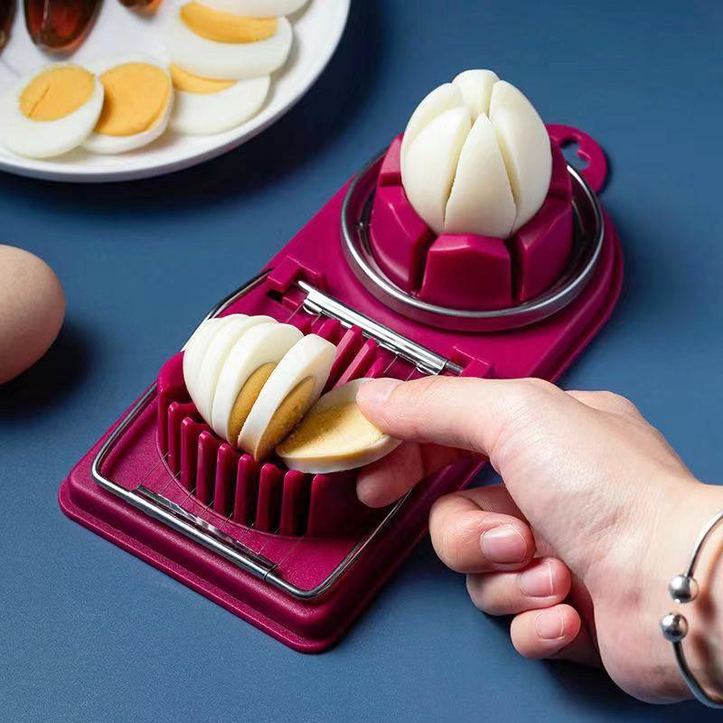 Multifunctional PP Base Egg Cutter 2 In 1 Stainless Steel Wire Pull Egg Cutter for Hanging High-quality Kitchen Accessory Tools