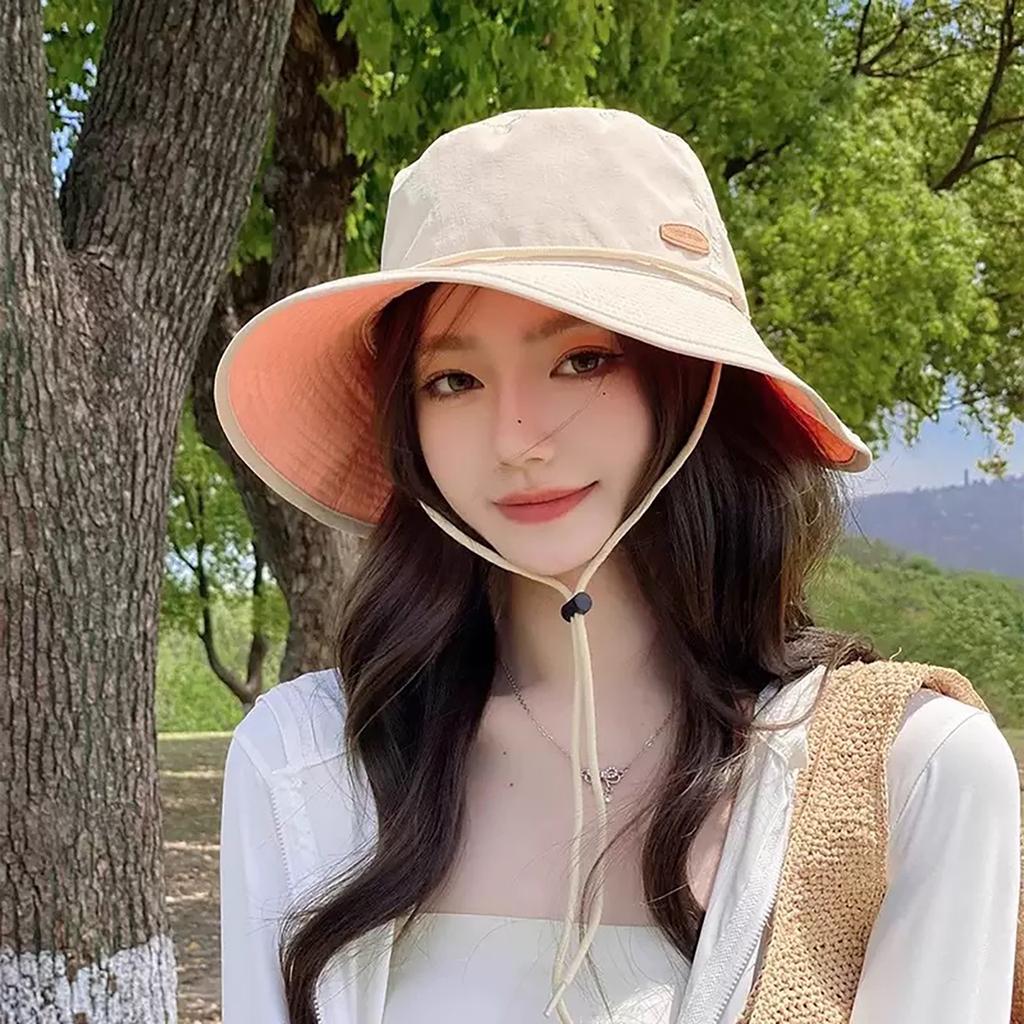 New Summer Uv Protection Hat For Women Wide Brim Double-Side Wear Fishermen Cap Female Solid Color Hiking Climbing Sunshade Hat