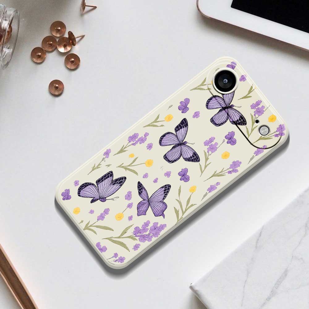 For iPhone 17 Air Case Purple Butterflies Pattern Printing Straight Edge TPU Phone Back Cover