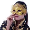 Gold Rhinestone Half-Face Venetian Masquerade Mask for Halloween and Parties.
