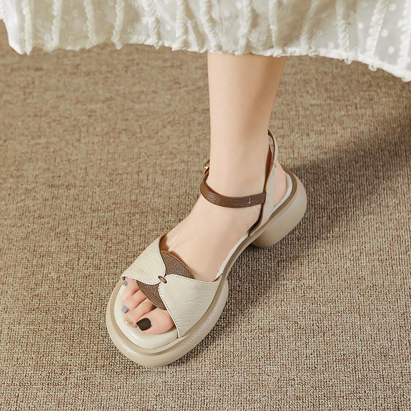 

Color matching retro platform sandals women s new summer women s wear versatile muffin with sandals 40